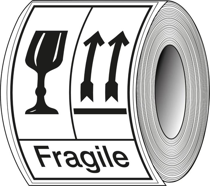 Produktbild Brady STE14, B-7610, Verpackungsetiketten - Fragile (Englischer Text), Papier, matt, Schwarz auf W