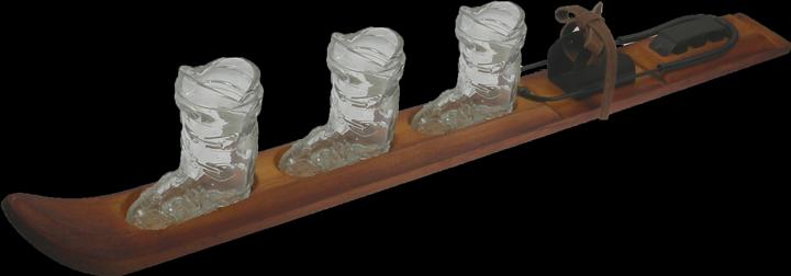 Produktbild Mayer - the gift factory Holz-Ski mit 3 Shot-Gläser "Ski-Schuh" (1 x, Schnapsgläser + Shotgläser)
