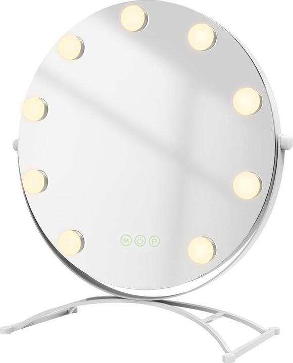 Produktbild Emke Hollywood Kosmetikspiegel(Rund) mit 11 Lampen, 1X+7X Vergrösserung, 3 Farbtemperatur, 40*47cm,Weiss