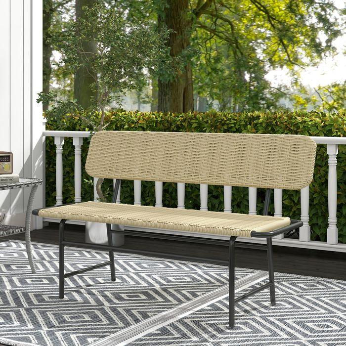Produktbild Swisshandel24 Polyrattan Sitzbank 2-Sitzer Gartenbank Rattanbank ohne Armlehne, Balkonbank Gartenmöbel bis 250 kg