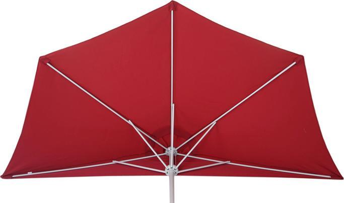 Produktbild Mendler Sonnenschirm halbrund, Halbschirm Balkonschirm, UV 50+ Polyester/Alu 3kg, 300cm bordeaux mit Ständer (2.85 m)