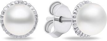 Brilio Silver - Minimalist silver earrings with real pearls EA620W