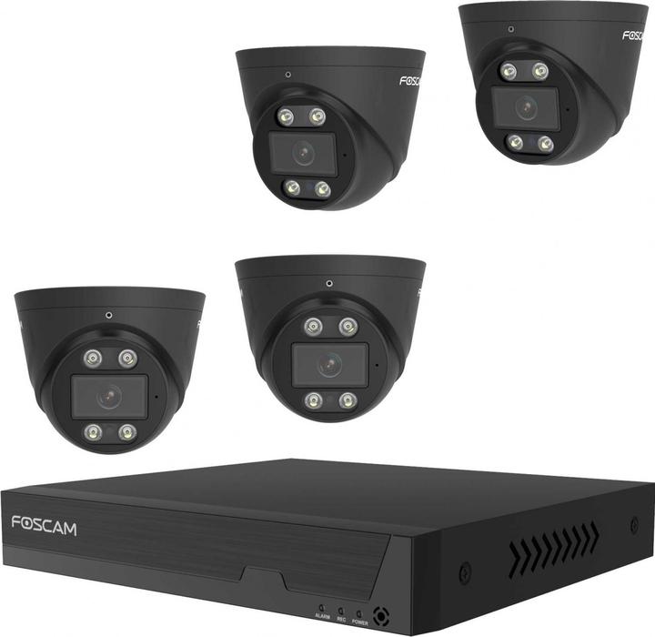 Actual product image Foscam FNA108 E T4 2T (black, FNA108E 8-channel PoE NVR, 4x T8EP camera) (3840 x 2160 pixels)
