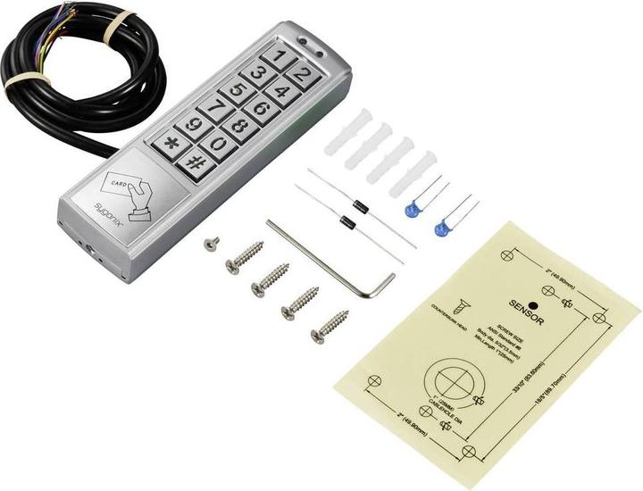 Immagine prodotto Sygonix SY-6421352 Code-Tastatur mit RFID Oberflächenmontage 12 V DC/AC, 24 V D (Scheda chiave, Combinazione numerica elettronica)