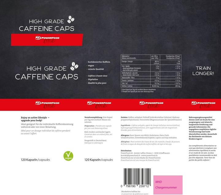 Actual product image PowerFood One High Grade Caffeine (120 Piece, Capsules, 103 g)
