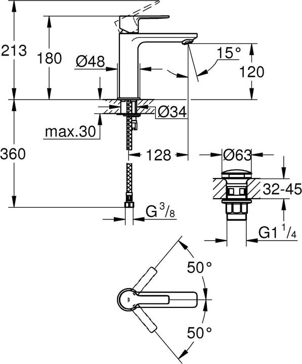 Produktbild Grohe Lineare Einhand-Waschtischbatterie S-Size