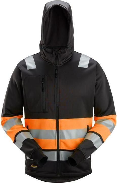 Snickers Workwear 80380455006 High-Vis Klasse 1, Kapuzenpulli mit Reissverschluss Orange HV L (XS, S, M, L, XL, XXL, 3XL)