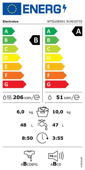 Etichetta energetica Electrolux WTSL6IE501