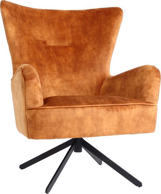 Mendler Lounge-Sessel HWC-L63, Cocktailsessel Polstersessel Relaxsessel, drehbar, vintage Samt Metall - gold