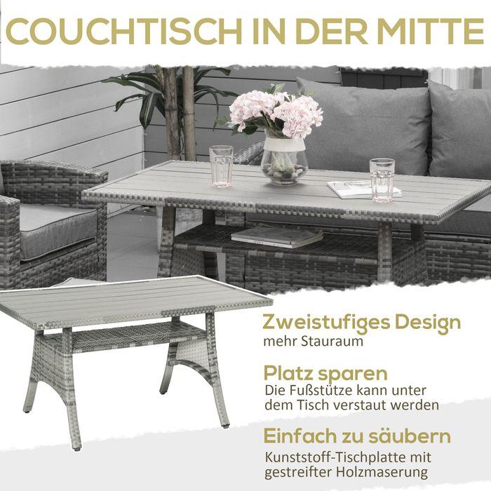 Produktbild Swisshandel24 Luxus Polyrattan Gartenmöbel Set für 7 Personen Gartengarnitur Loungemöbel mit Beistelltisch Sitzkis