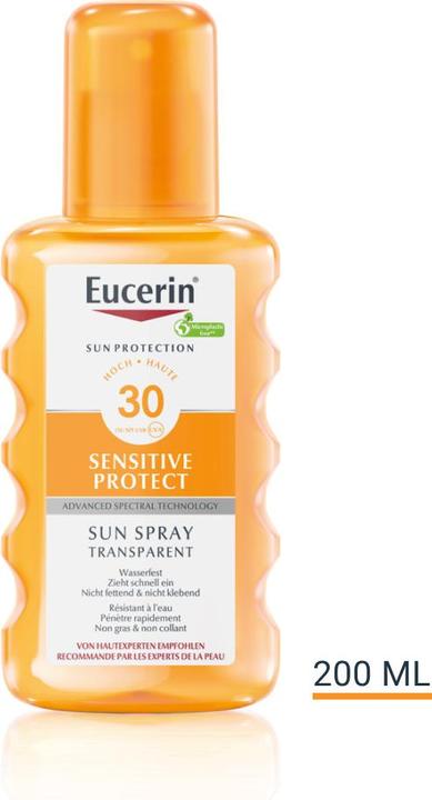 Produktbild Eucerin SUN Body Spray Sensitive Protect Transparent LSF 30 (Sonnenspray, SPF 30, 200 ml, 208 g)