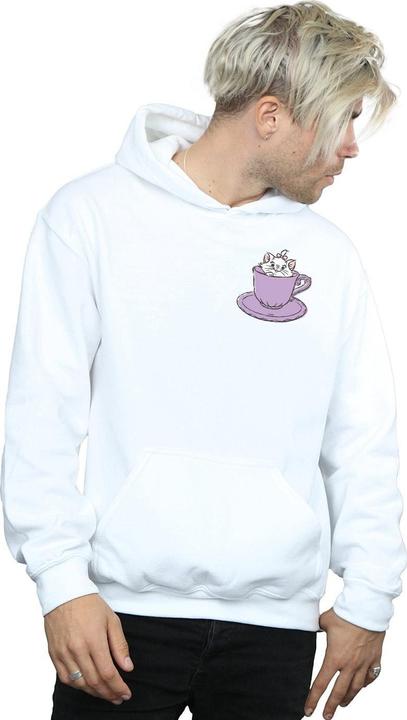 Actual product image Disney Mens Aristocats Marie In Cup Breast Print Hoodie (3XL)