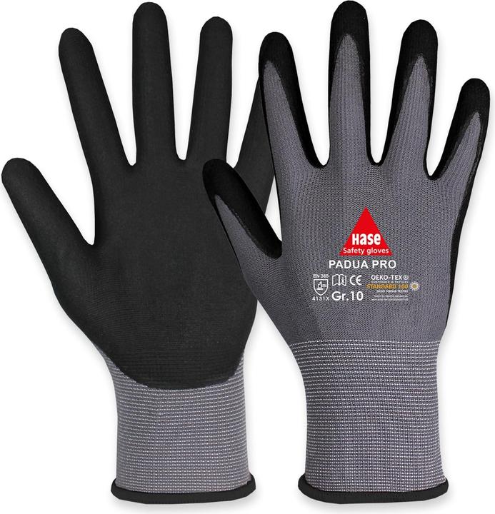 Produktbild Hase Safety Gloves Arbeitshandschuhe, Padua Pro, EN388, EN 420, grau/schwarz, Grösse 9 (9)