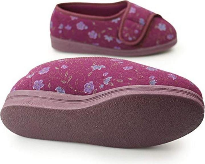 Produktbild Comfylux Davina Hausschuhe mit Klettverschluss und Blumenmuster extra weite Passform (38)