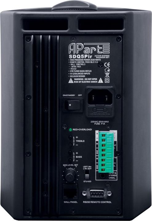 Produktbild Apart Aktivlautsprecher-Set SDQ5PIR-BL schwarz 2-Wege 2x30 Watt eingebautes Verstaerkermodul Auto... (Aktiv, 1x 60 W)