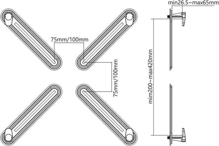 Image du produit Maclean MC-899 Adaptateur d'écran non-VESA 13"-27" 75x75 100x100 max. 8 kg Adaptateur pour écrans non VES (Mur, 27")