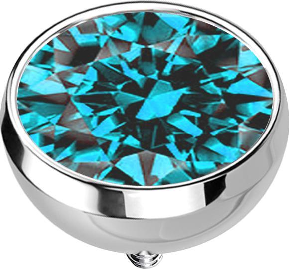 Produktbild Star Piercing Dermal Anchor Halbkugel silber mit Kristall aqua (ohne Messing, Chirurgenstahl 316L)