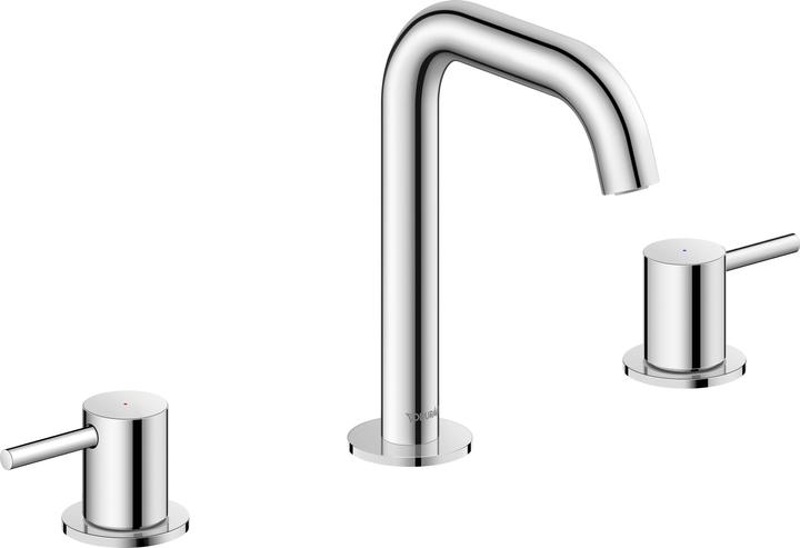 Produktbild Duravit Circle 3-Loch Waschtischarmatur, Ausladung 140 mm, mit Ablaufgarnitur, Chrom, CE1060005010