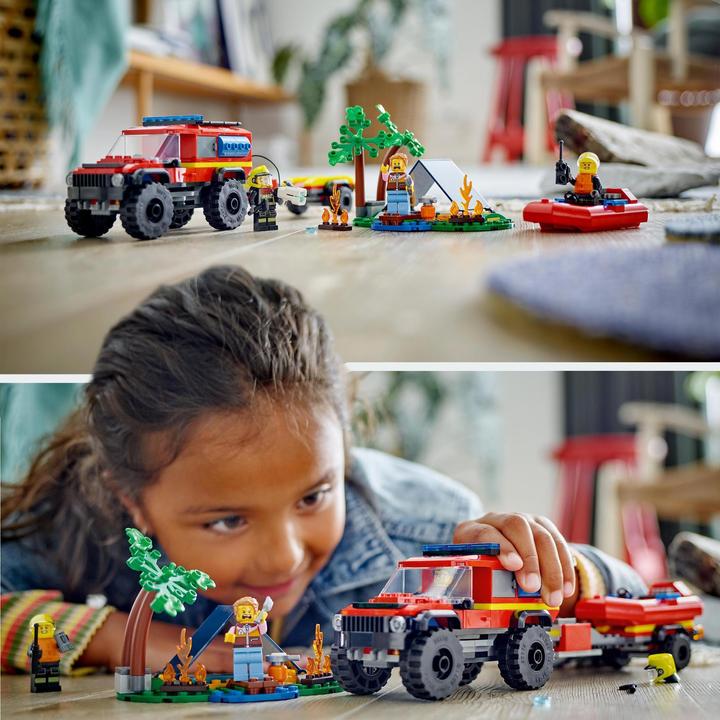 Produktbild LEGO Feuerwehrgeländewagen mit Rettungsboot (60412, LEGO City)