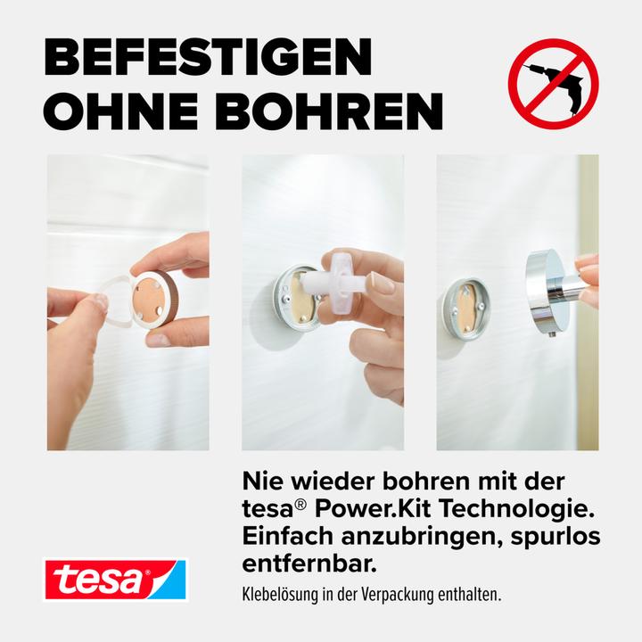 Actual product image tesa SMOOZ hairdryer holder incl. adhesive solution without drilling