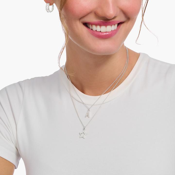 Produktbild Thomas Sabo Kette mit Buchstaben-Anhänger V Silber (925er Silber, 38 - 45 cm)