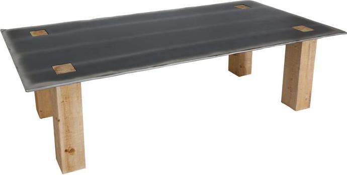 Actual product image Mendler Dining table HWC-L76, industrial solid wood 240x100cm, natural with metal look (77 x 240 x 100 cm)