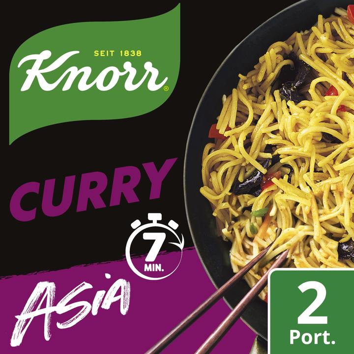 Produktbild Knorr Asia Gebratene Nudeln Curry Beutel, Asiatische Noodles knusprig und fein (160 g)