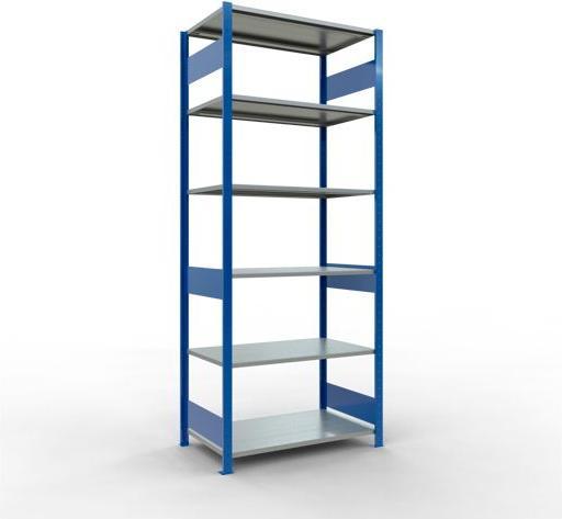 Sistema di scaffalature di base senza viti MULTIplus150 con ripiani di lunghezza