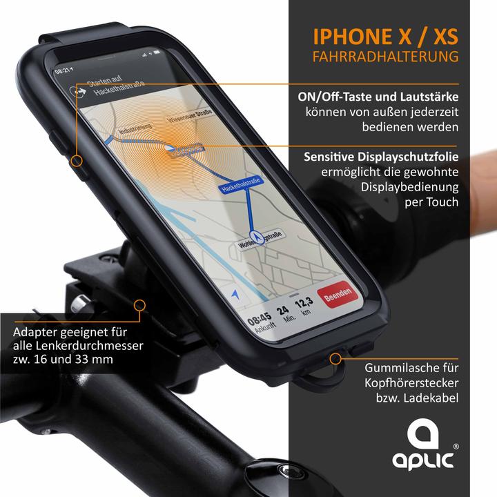 Image du produit Aplic Support mobile, support vélo avec housse de protection pour Iphone X & XS, protection contre les