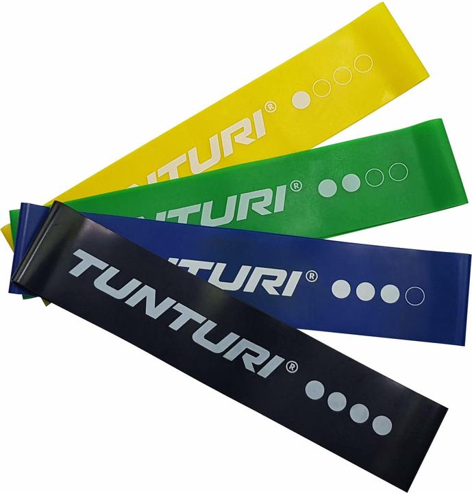 Actual product image Tunturi Resistance Band Set - Gummi Gymnastikbänder mit Tasche (0.18 m, Extra strength, Easy, Medium, Strong)