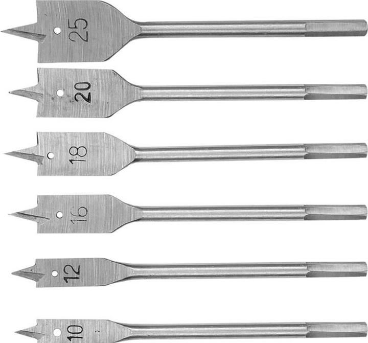 Productafbeelding Toya Houtboren set 6 stuks plat (10 - 25 mm, Ø1-10mm)