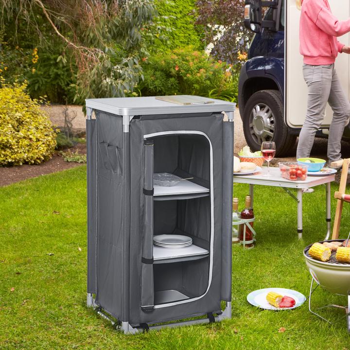 Produktbild Outsunny 2in1Campingtisch mit Arbeitsplatte und Fächern