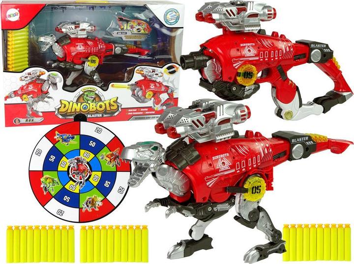 Actual product image Lean Toys Transformer Dinosaur Dinobots 2in1 with Shooting Function, red