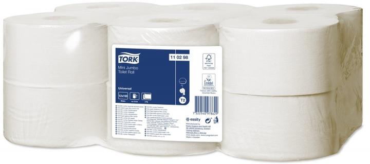 Actual product image Essity Toiletpapir Neutral Advanced Jumbo Mini T2 2-lag Ø18.8 cm 170 m Hvid,12 rl/krt (12 x)
