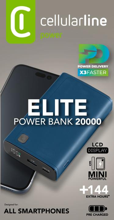 Produktbild Cellularline CELLULAR L& CLL PB DISPLAY 20000 BL (20000 mAh, 20 W, 77 Wh)