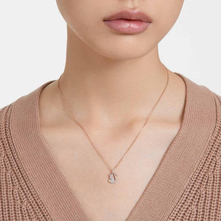 Produktbild Swarovski Iconic Swan Halskette Schwan Klein Weiss Roségold (Swarovski Metall, 38 cm)