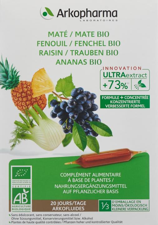 Produktbild Arkopharma Arkofluide Bio Ananas Mate Fenchel Trauben Ampullen (40 Stück, Ampulle, 370 g)