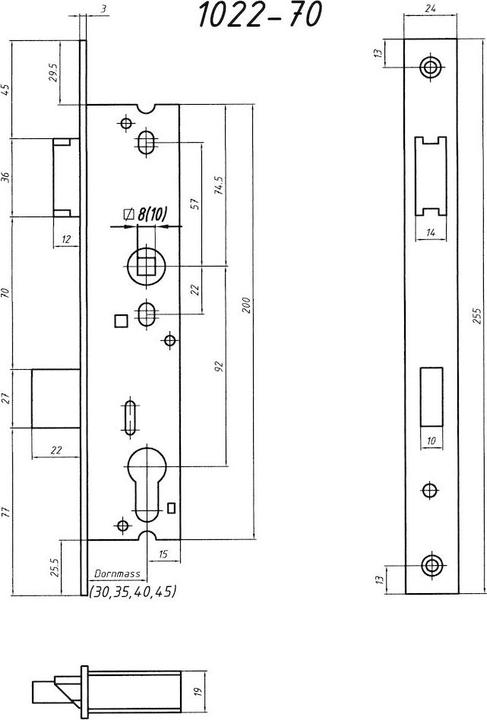 Actual product image Bever Tubular frame mortise lock Scuteus 1022R backset 40mm renovation faceplate (Mortise lock)