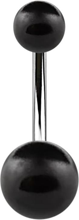 Actual product image Star Piercing Banana silver with two beads black (without brass, Surgical steel 316L)