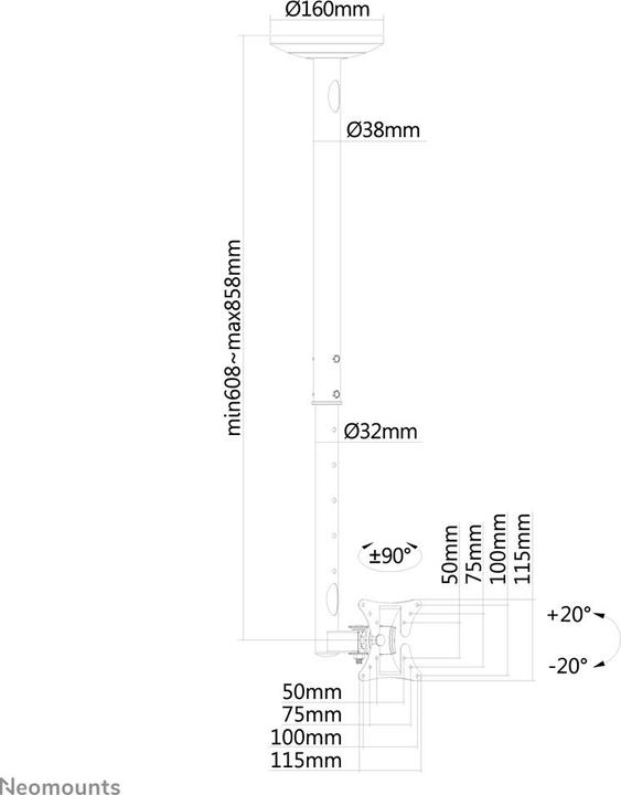 Actual product image Neomounts FPMA-C050Silver (Ceiling, 30")