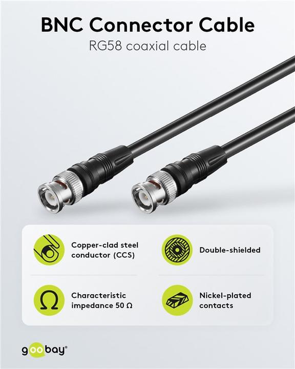 Image du produit Goobay Câble de connexion BNC RG58, blindé (Câble d'antenne)