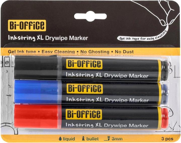 Produktbild Bi-Office Whiteboard Marker Inkstring 3 Stück (Blau, Schwarz, Rot, 3 mm, 3 x)