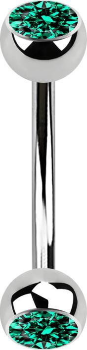 Produktbild Star Piercing Banane silber mit zwei Kugeln Kristall türkis (ohne Messing, Chirurgenstahl 316L)