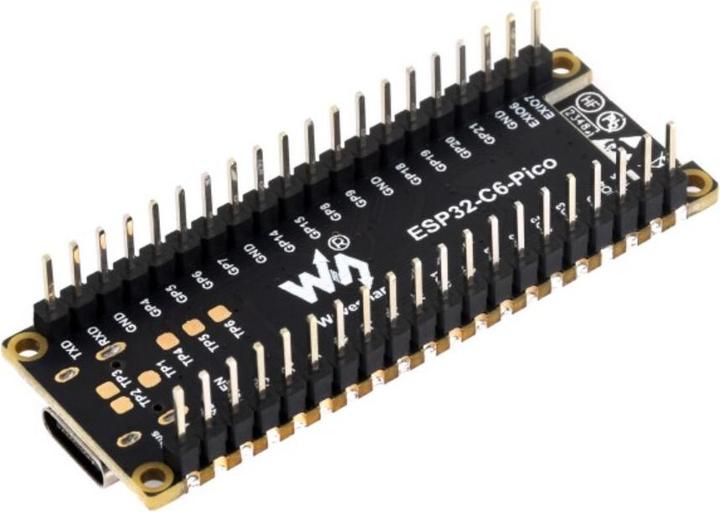 Actual product image WaveShare ESP32-C6 Pico Mini development board with headers