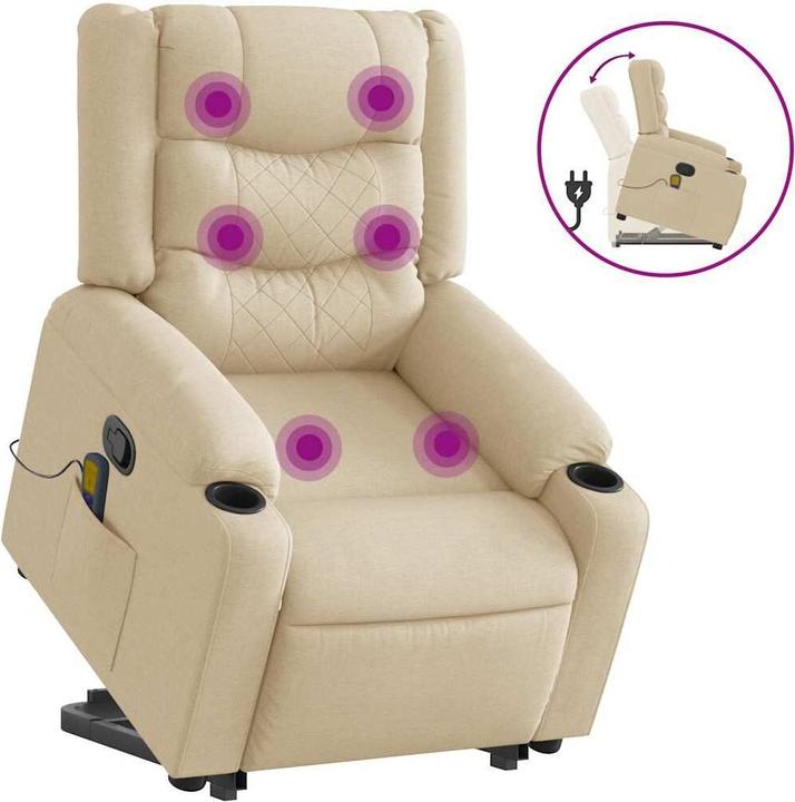 Produktbild VidaXL Massagesessel mit Aufstehhilfe Creme Stoff