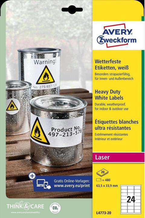 Actual product image Avery Weatherproof labels