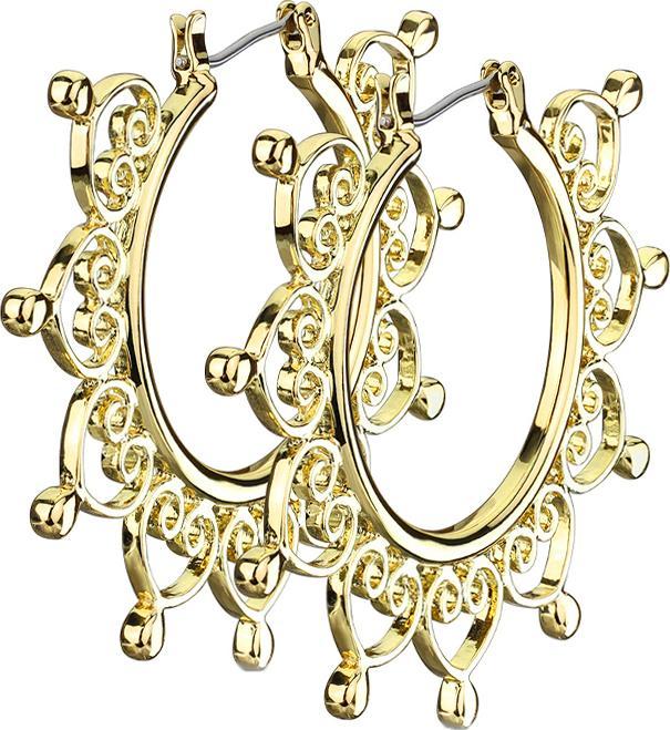 Produktbild Star Piercing Ohrring vergoldet filigrane Herzen (Chirurgenstahl 316L, Messing)