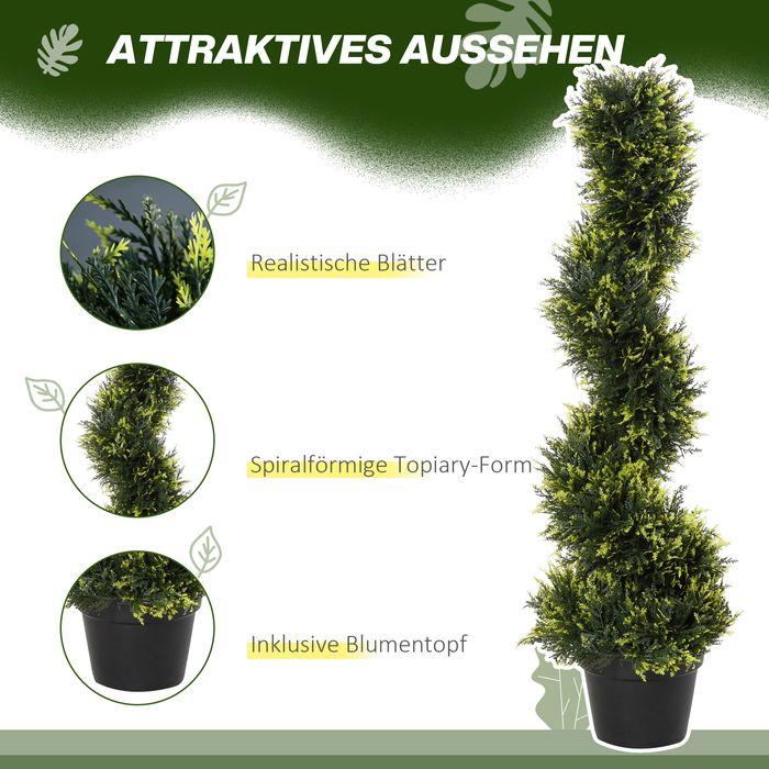 Produktbild Swisshandel24 2er Set künstliche Zedernbaum gross 90 cm Kunstpflanze für Wohnzimmer Büro (90 cm)