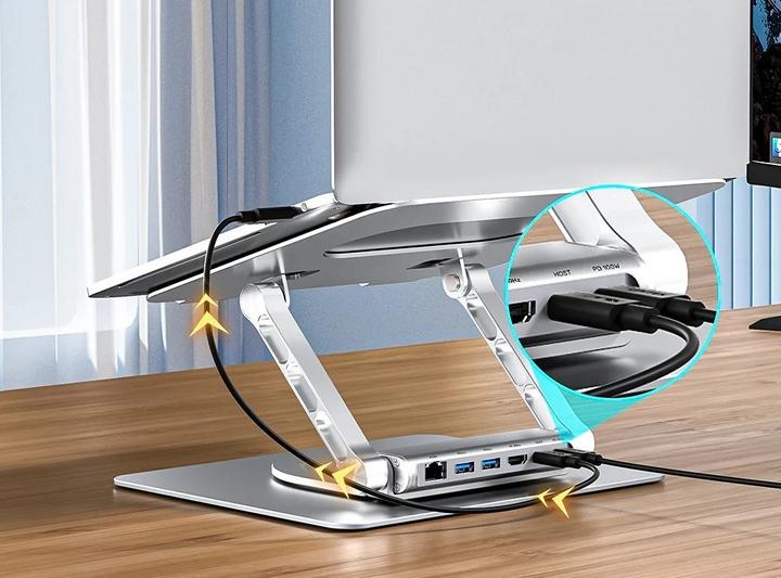 Immagine prodotto Unitek PODSTAWKA POD LAPTOP + HUB USB-C HDMI 1.4 4K PD 100W (USB-C, 1 Porti)