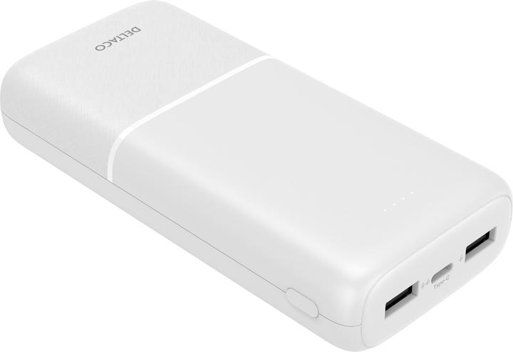 Actual product image Deltaco Powerbank 20,000 mAh, 2x USB-A, 1x USB-C - White (20000 mAh)